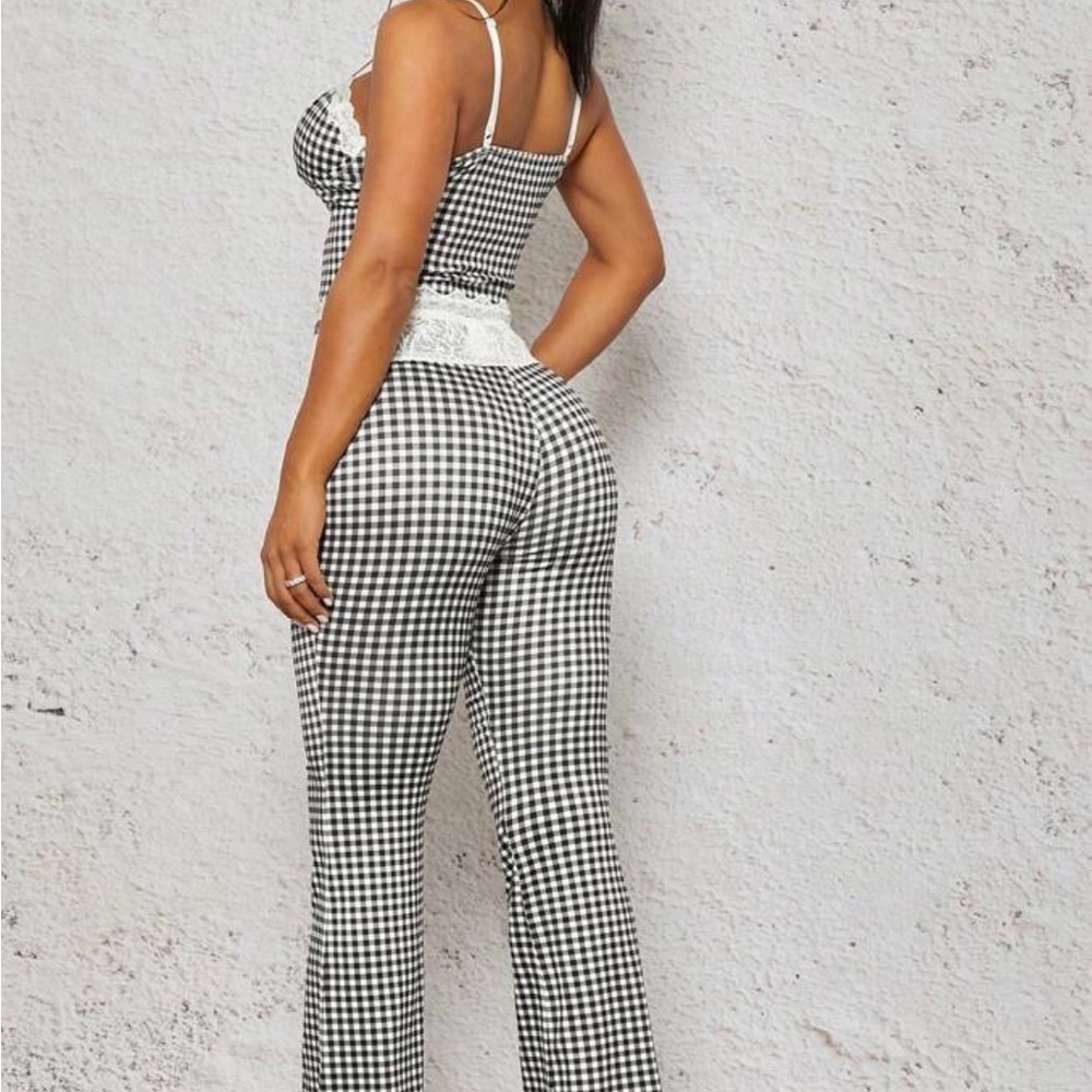 SHEIN size medium black and white with lace detail checkered matching set - Picture 2 of 9